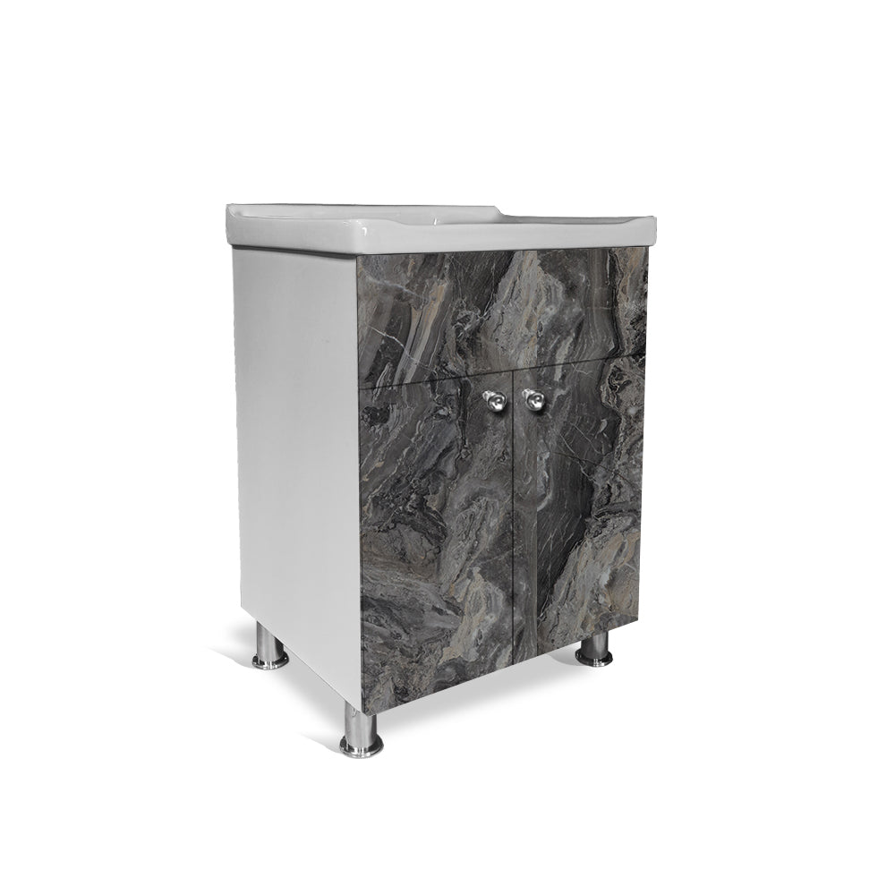 Wash Basin Vanity Cabinet with Ceramic Basin Water Resistant HDHMR Wood Material Best Under Counter Basin
