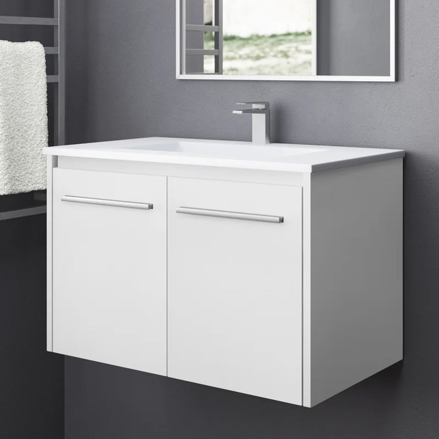 Washbasin Vanity with Ceramic Wash Basin Sink | Wall Hanging