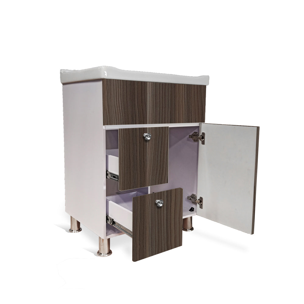 Wash Basin with Cabinet | Waterproof Bathroom Vanity 2 Drawer, 1 Door Storage