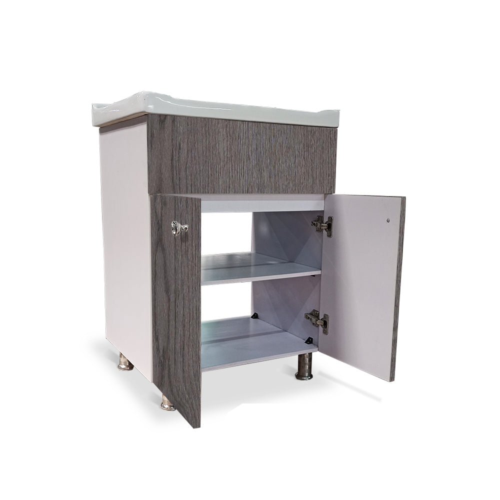 Wash Basin with Cabinet | Waterproof Bathroom Vanity with 2 Door Storage