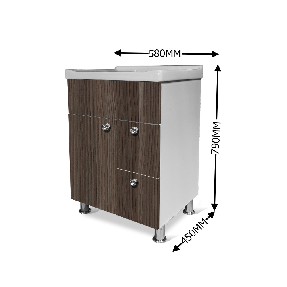 Wash Basin with Cabinet | Waterproof Bathroom Vanity 2 Drawer, 1 Door Storage