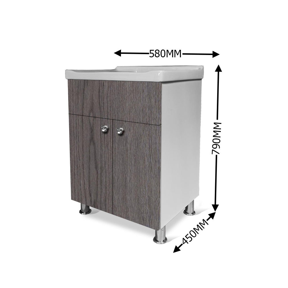 Wash Basin with Cabinet | Waterproof Bathroom Vanity with 2 Door Storage