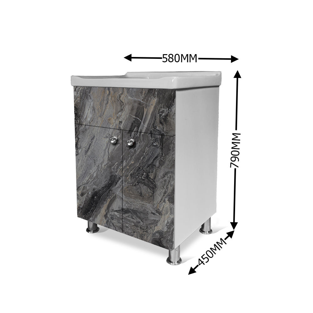 Wash Basin Vanity Cabinet with Ceramic Basin Water Resistant HDHMR Wood Material Best Under Counter Basin