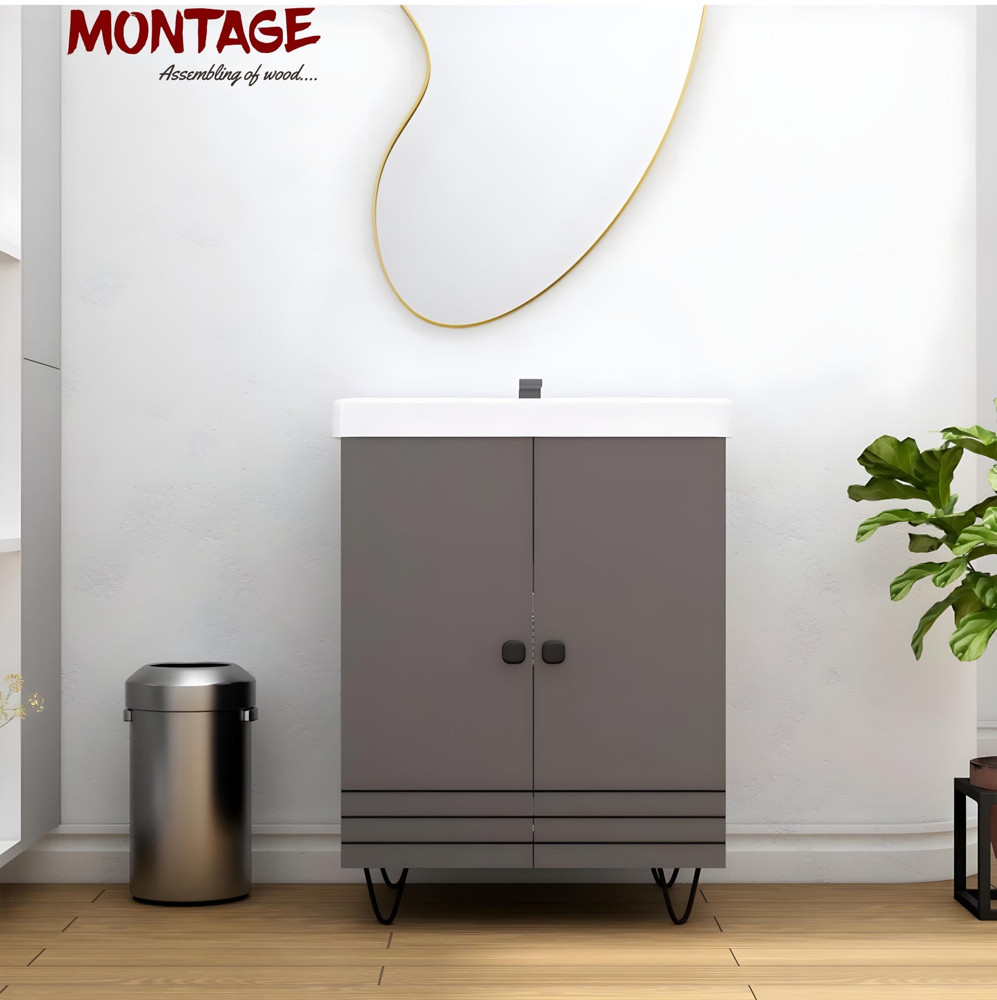 Wash Basin Vanity with Ceramic Washbasin Sink Bathroom Cabinet