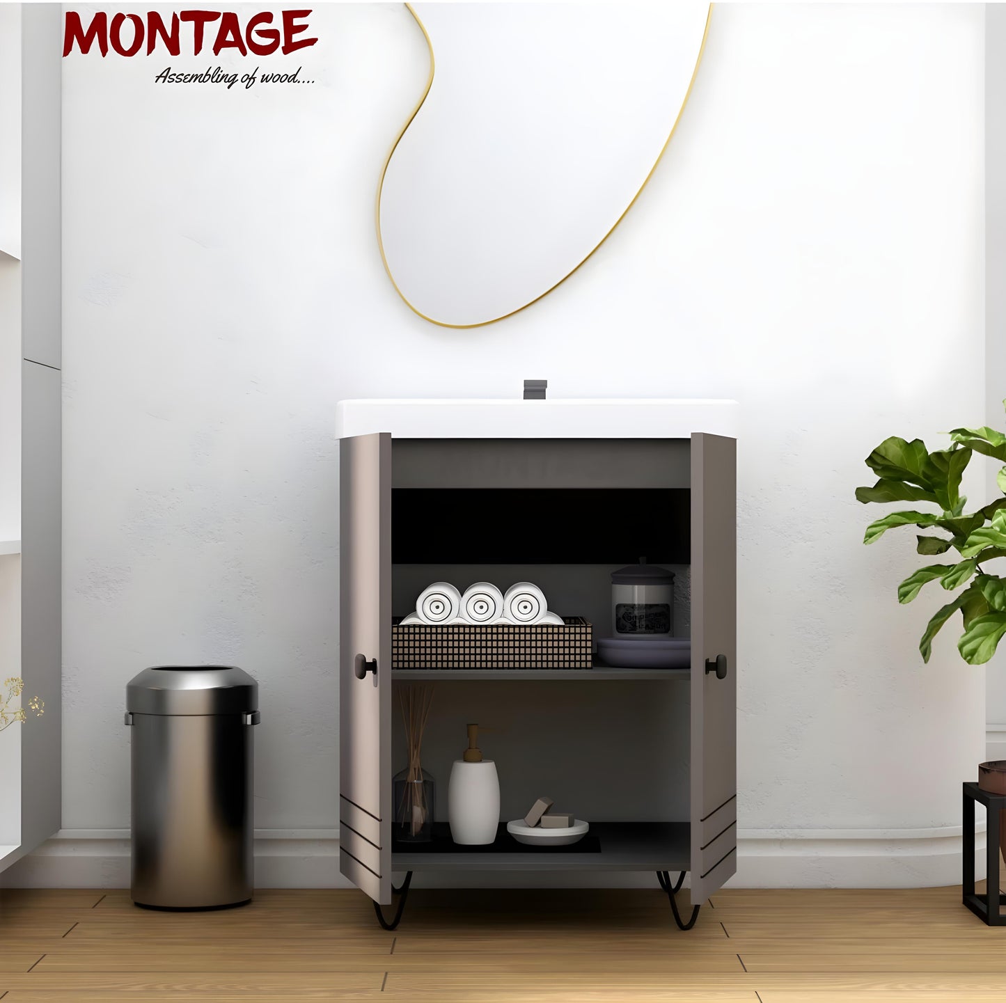 Wash Basin Vanity with Ceramic Washbasin Sink Bathroom Cabinet