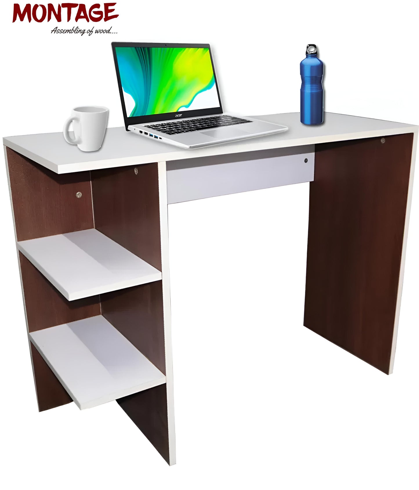Wooden Study Table and Storage Computer Table Work Station Engineered Wood Study Table