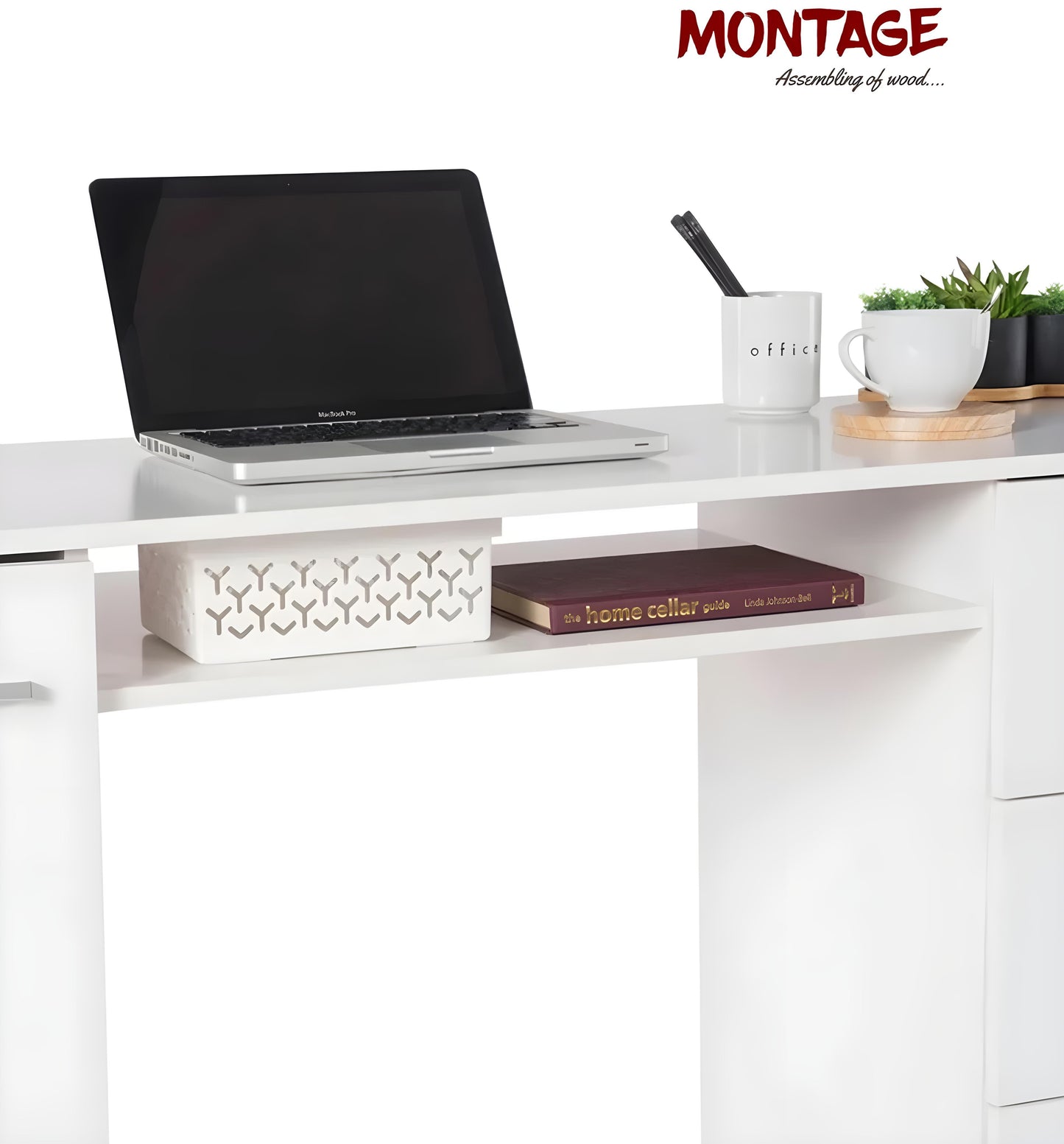 Wooden Study Table with 3 Drawer 1 Open Shelf and 2 Close Storage Engineered Wood