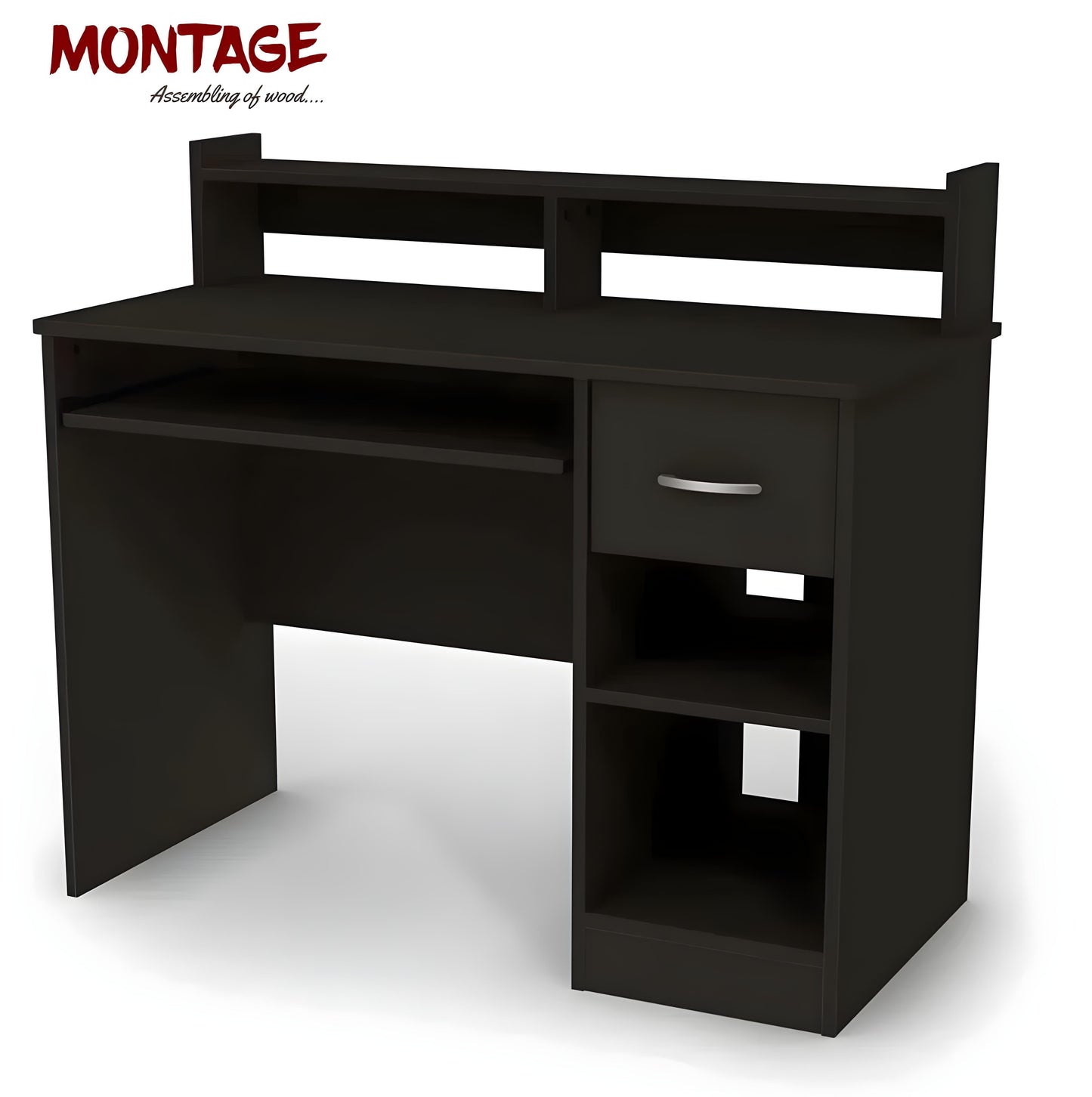 Wooden Study Table with Drawer and Shelf Storage Engineered Wood