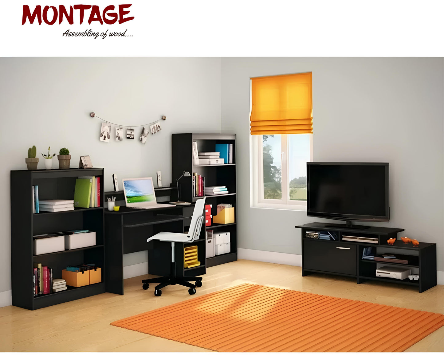 Wooden Study Table with Drawer and Shelf Storage Engineered Wood