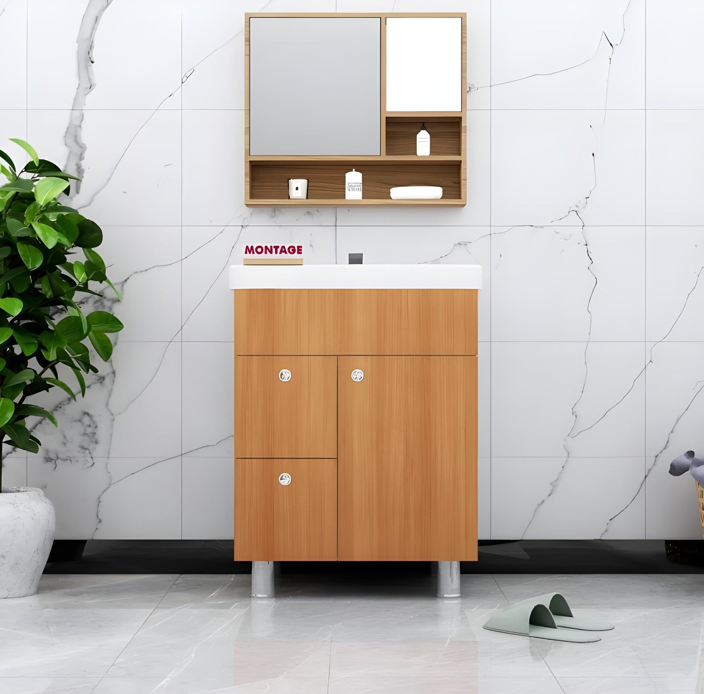 High Quality HDHMR Engineered Wood Wash Basin Cabinet