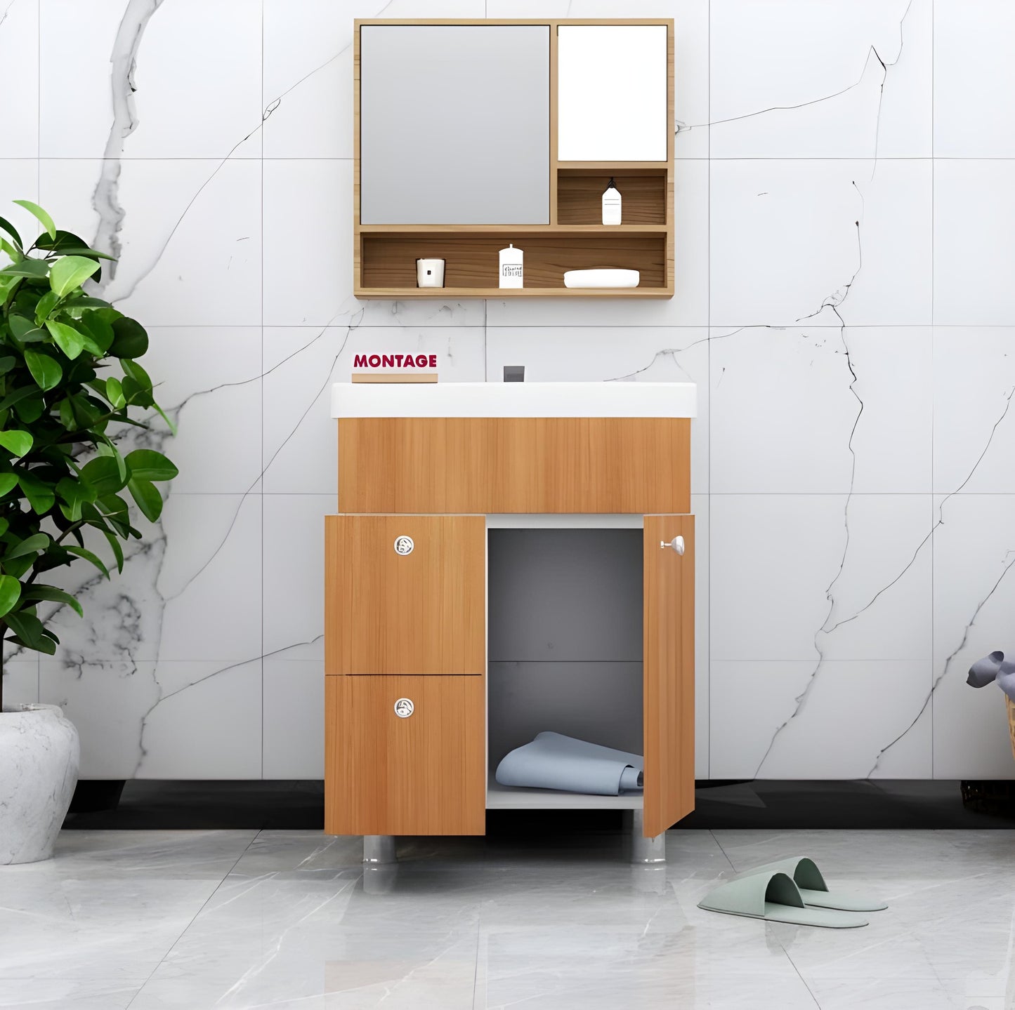 High Quality HDHMR Engineered Wood Wash Basin Cabinet