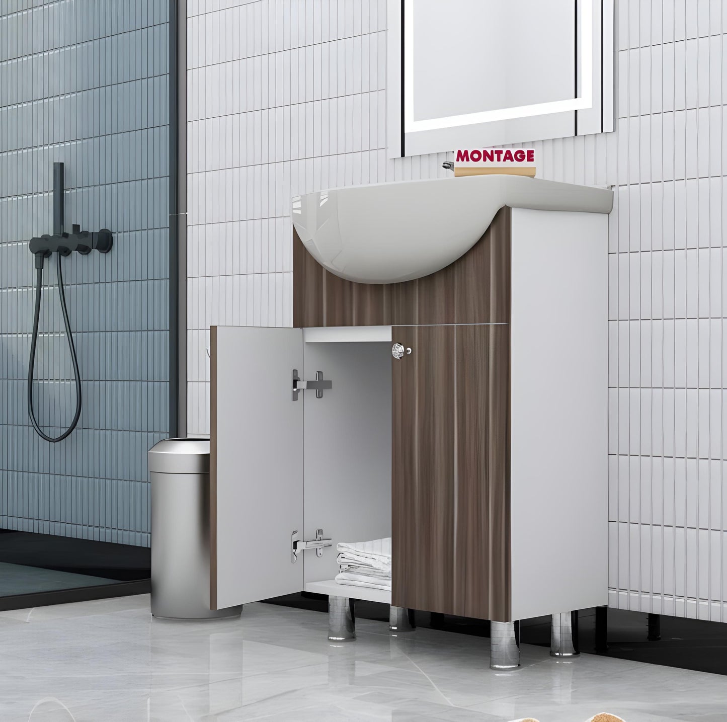 High Quality HDHMR Engineered Wood Wash Basin Cabinet