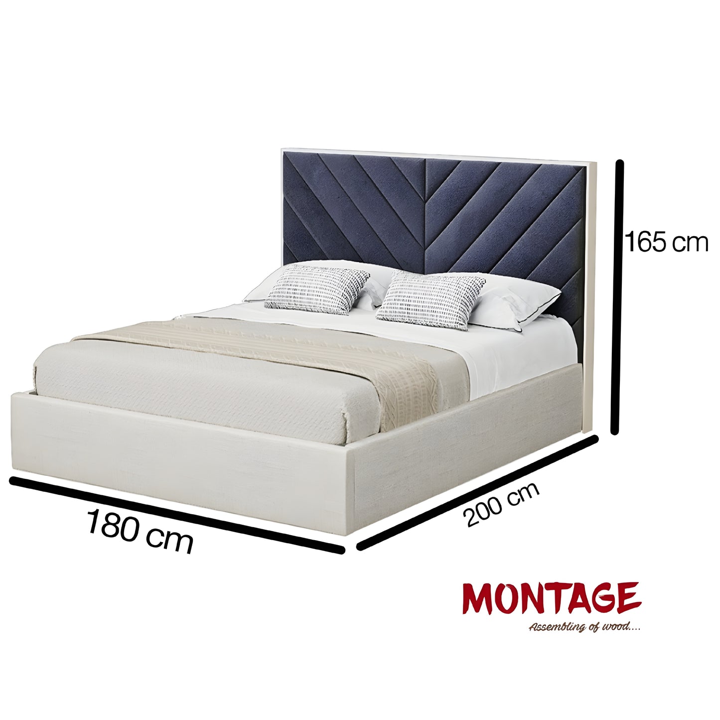Horizon Harmony Bed with Cross Lines Tufted Headboard