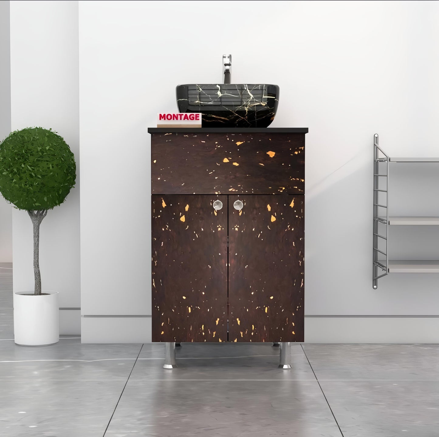 Waterproof Bathroom Vanity 2 Shelve Storage BEST Table Top Basin