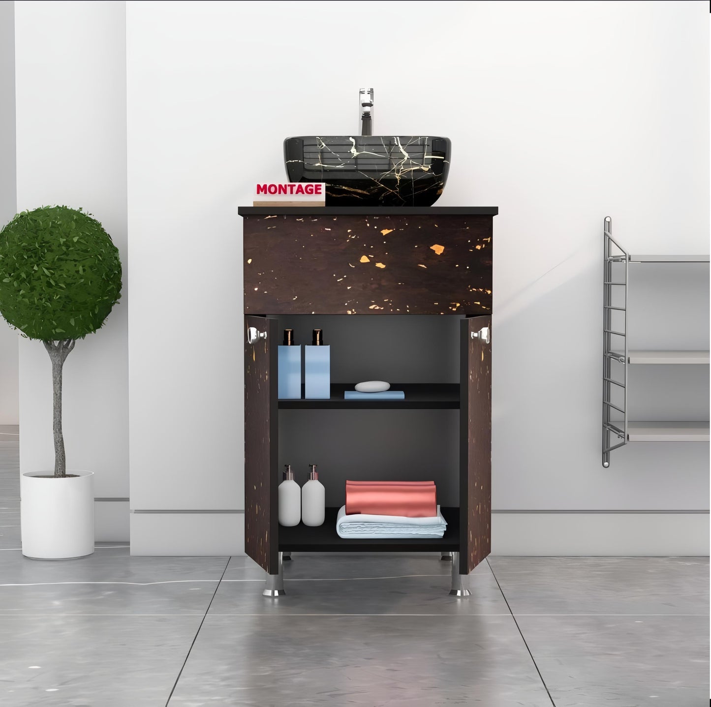 Waterproof Bathroom Vanity 2 Shelve Storage BEST Table Top Basin
