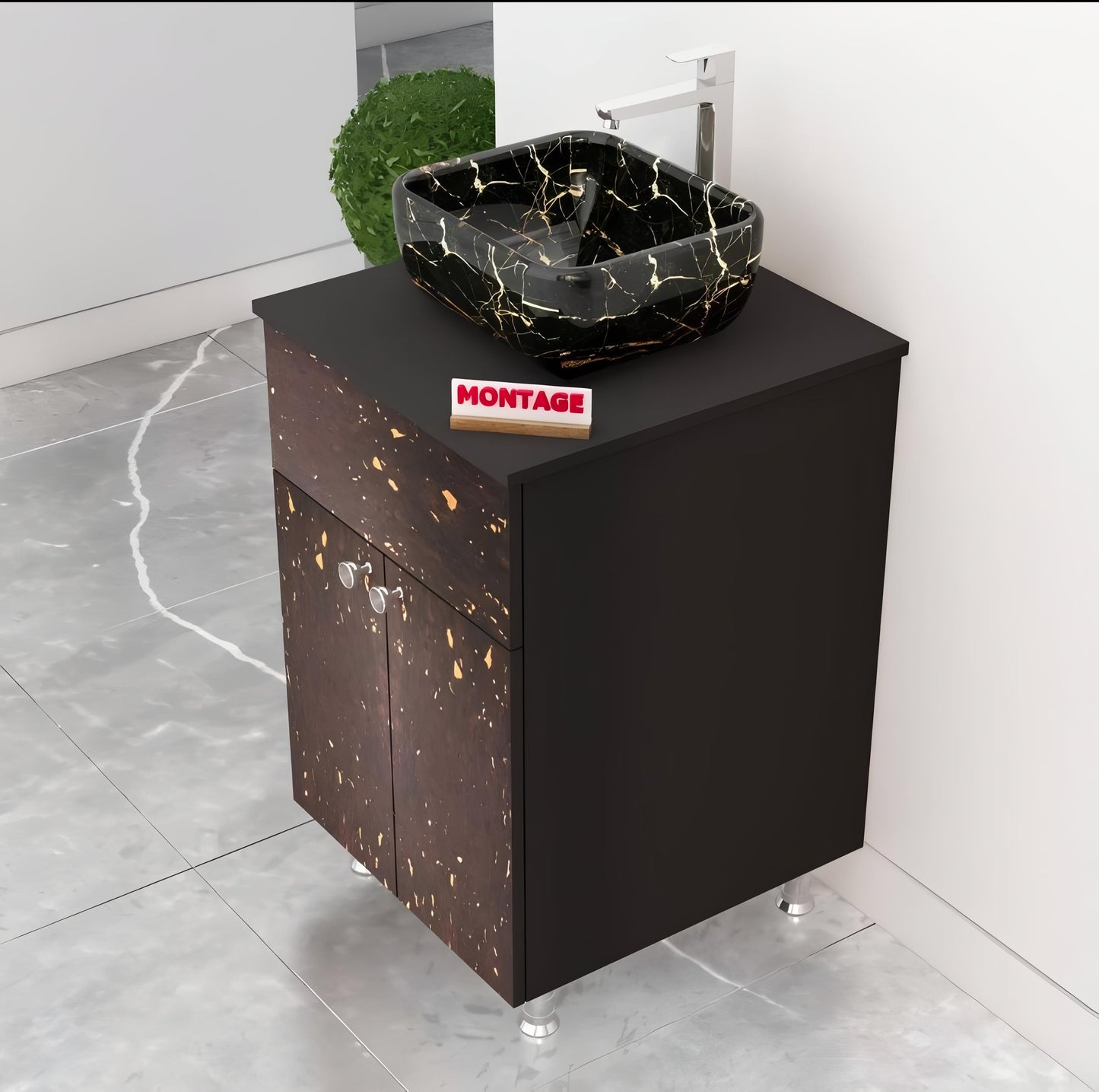 Waterproof Bathroom Vanity 2 Shelve Storage BEST Table Top Basin