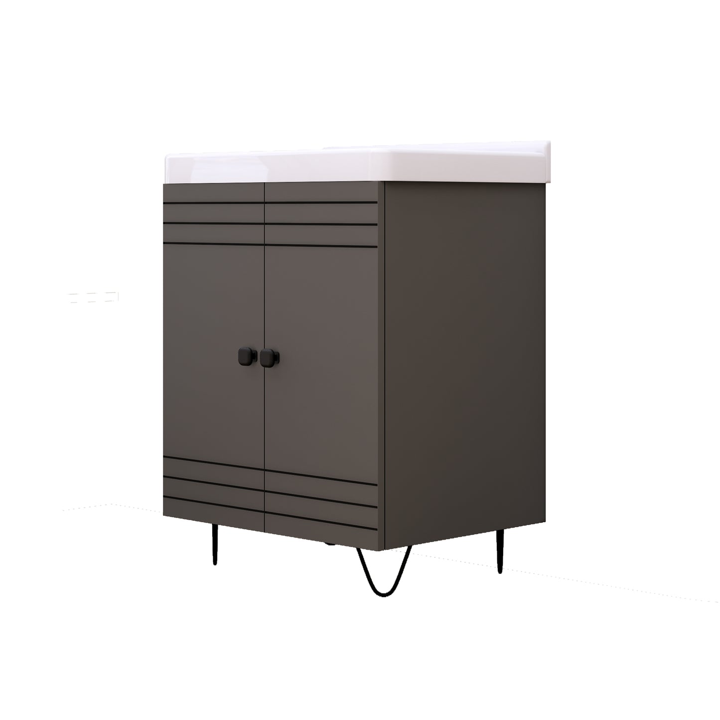 Grey Wash Basin Vanity with Ceramic Washbasin Sink