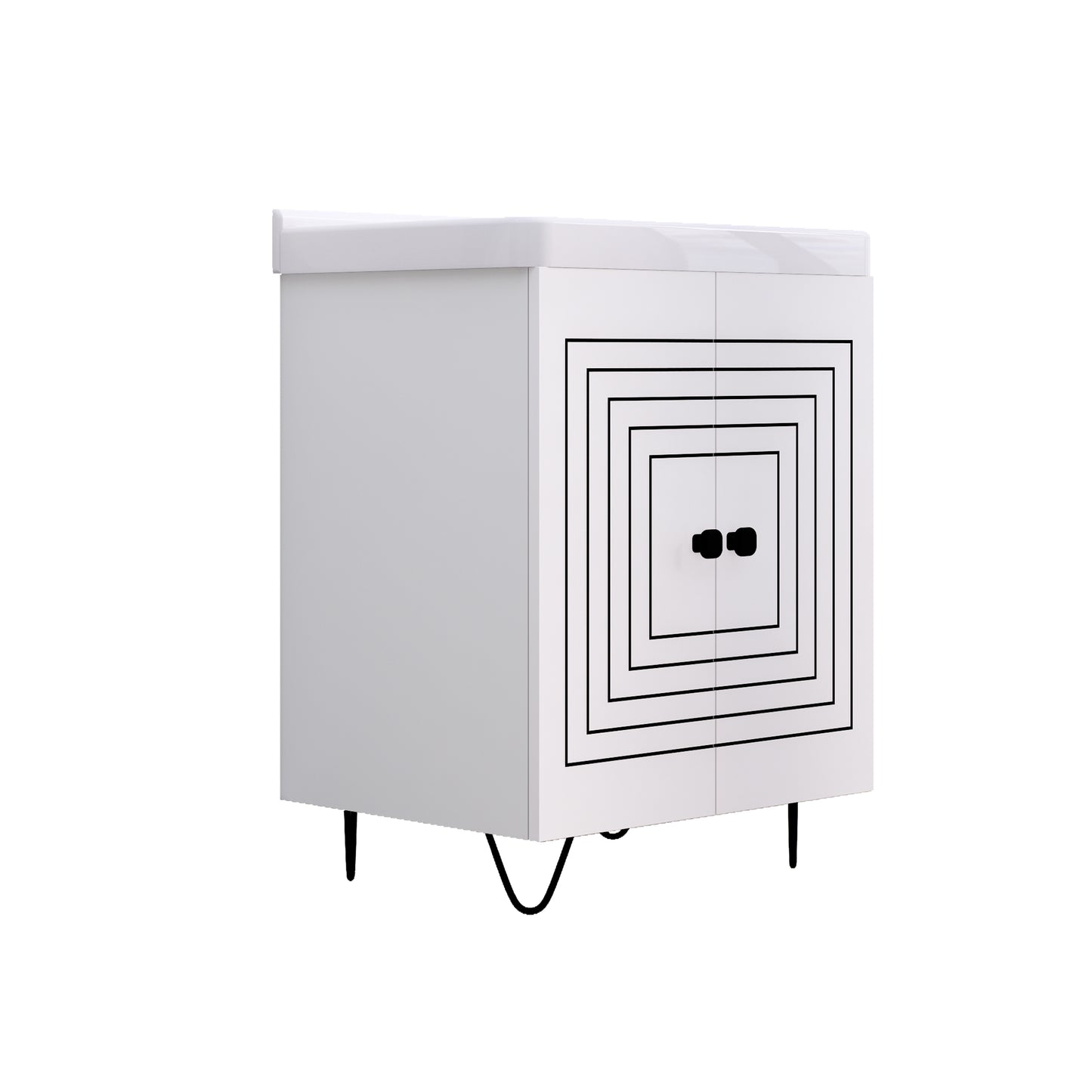Wash Basin Vanity with Ceramic Washbasin Sink (White)
