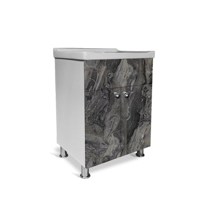 Wash Basin Vanity Cabinet with Ceramic Basin Water Resistant HDHMR Wood Material Best Under Counter Basin