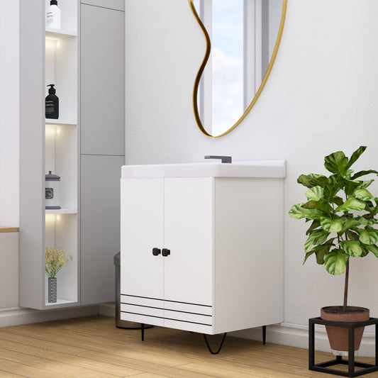 White Wash Basin Vanity with Bathroom Cabinet