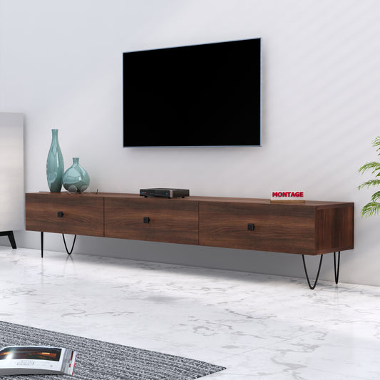 LED TV Cabinet with Drawer Storage Engineered Wood TV Entertainment Unit
