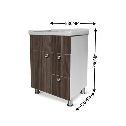 Wash Basin with Cabinet | Waterproof Bathroom Vanity 2 Drawer, 1 Door Storage