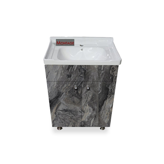 Wash Basin Vanity Cabinet with Ceramic Basin Water Resistant HDHMR Wood Material Best Under Counter Basin