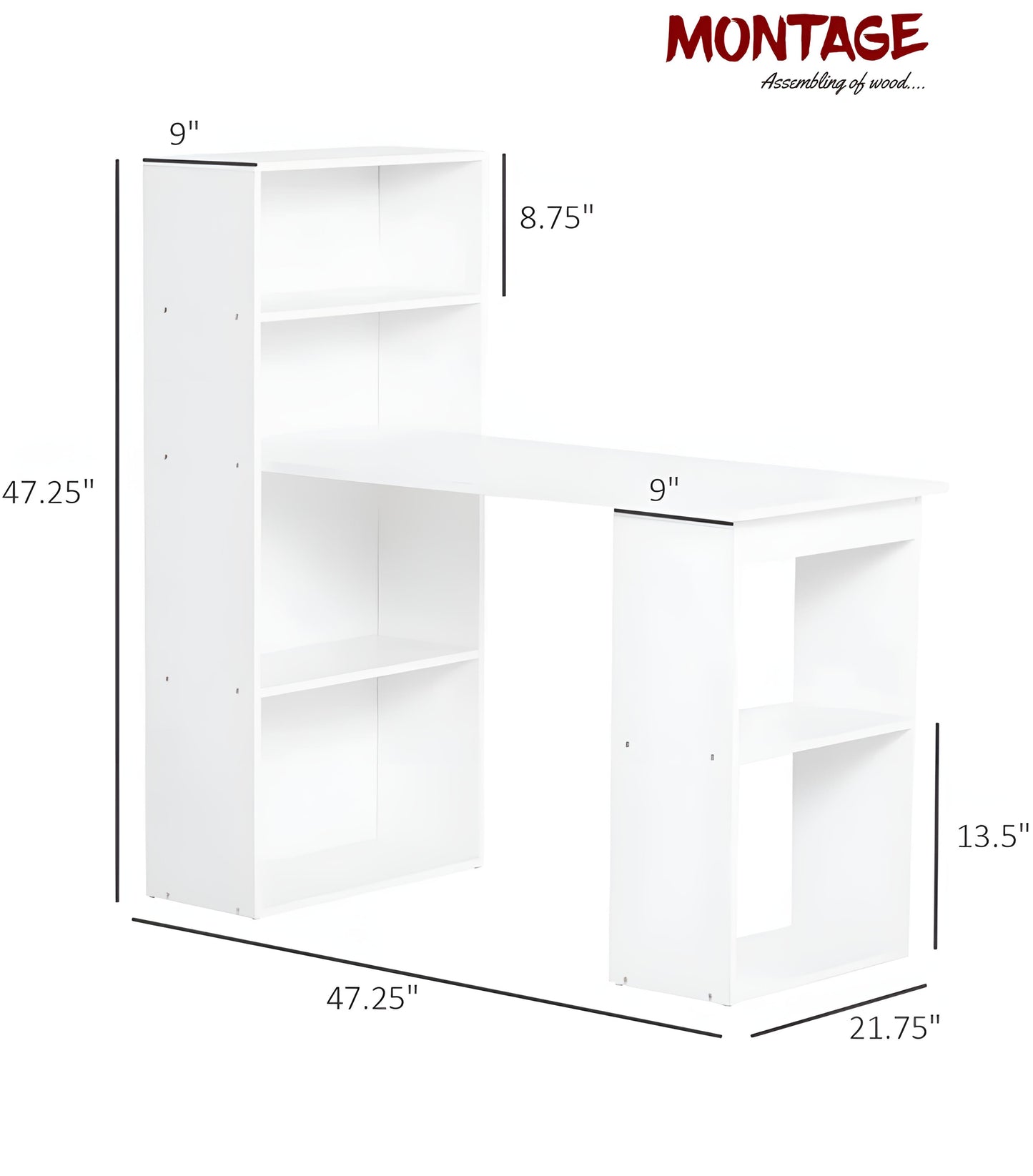 Wooden Study Table with 1 Open Book Shelf Eng. Wood Multipurpose Table