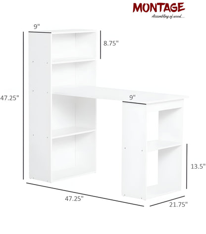 Wooden Study Table with 1 Open Book Shelf Eng. Wood Multipurpose Table