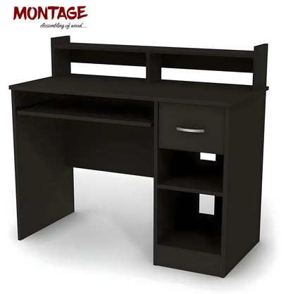 Wooden Study Table with Drawer and Shelf Storage Engineered Wood