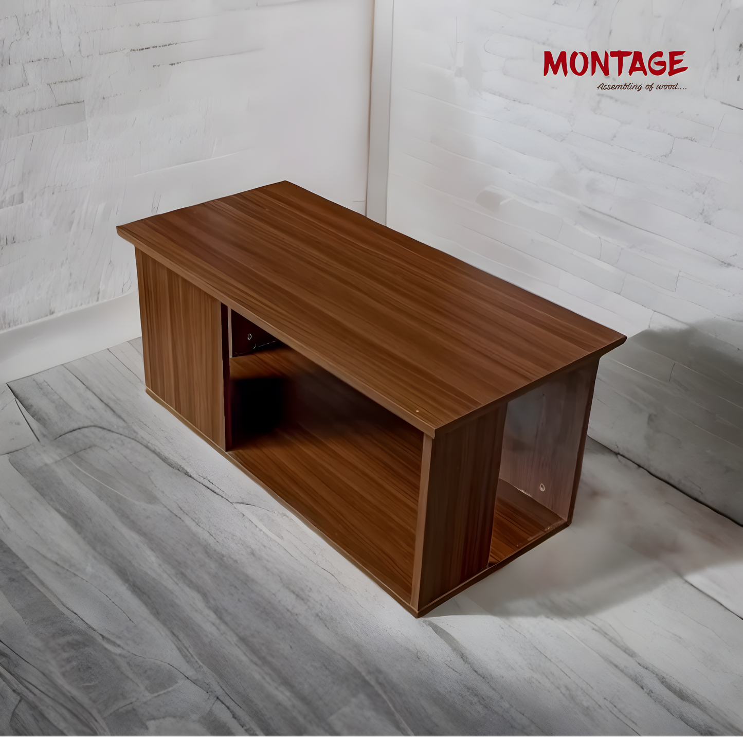 Engineered Wood Coffee Table  (Finish Color - Classic Planked Walnut