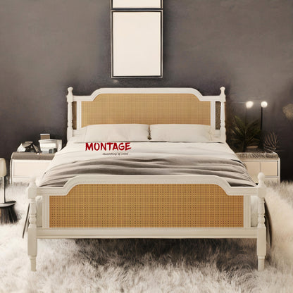 Traditional Style Rattan Queen Size Bed
