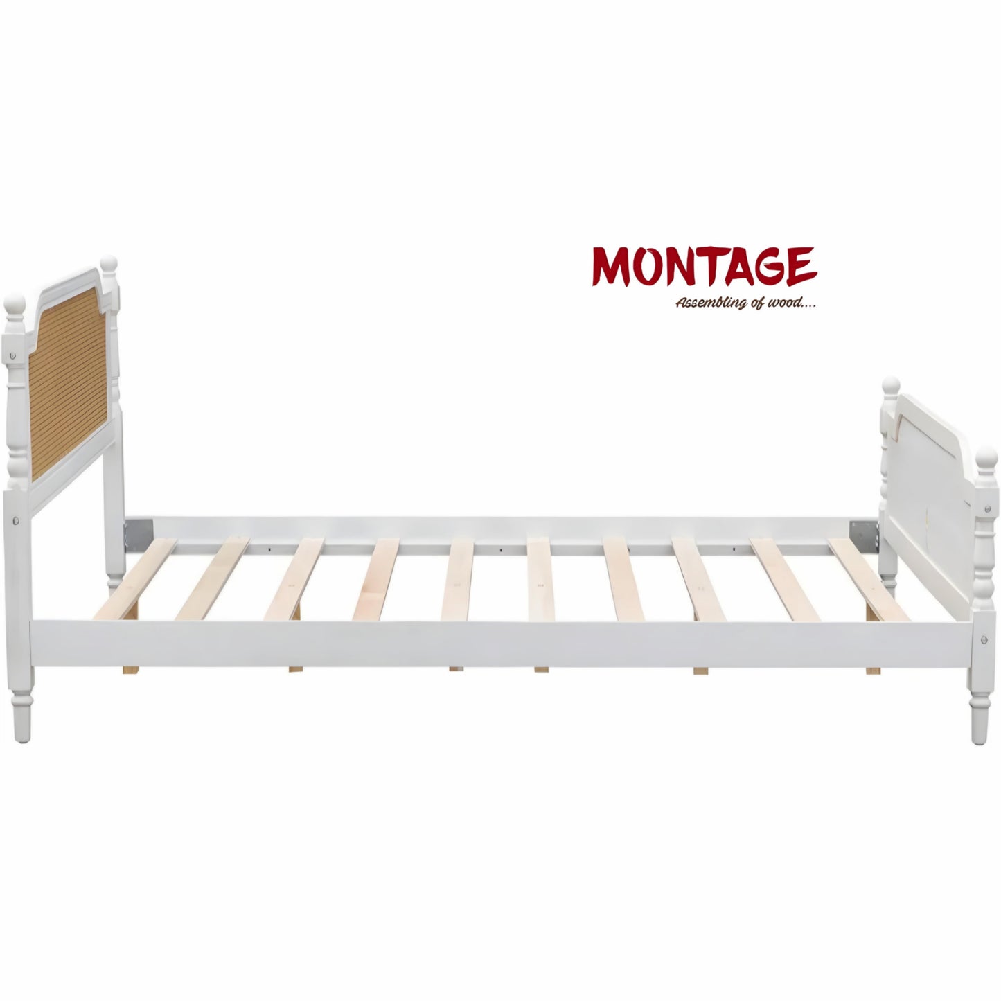 Traditional Style Rattan Queen Size Bed