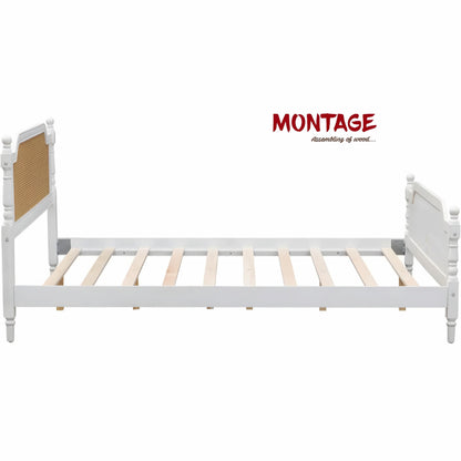 Traditional Style Rattan Queen Size Bed