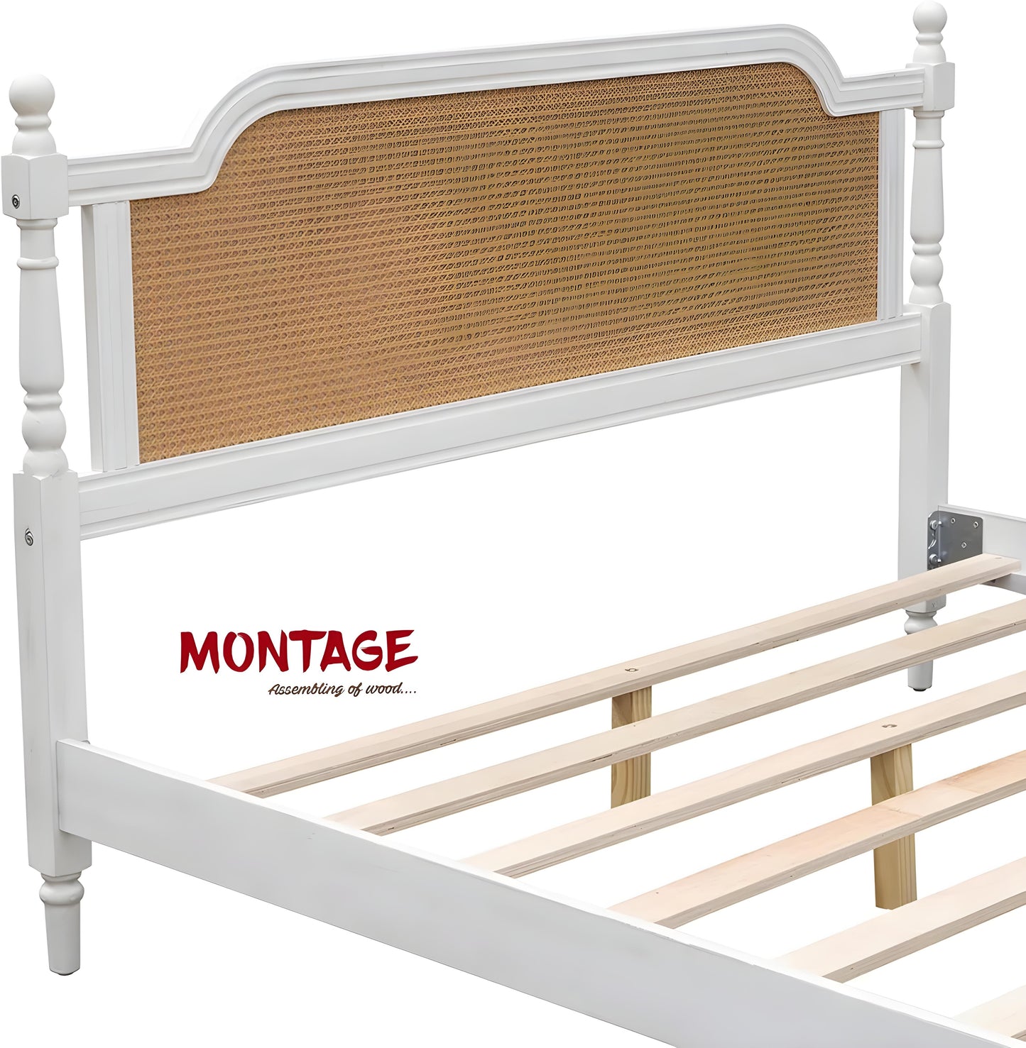 Traditional Style Rattan Queen Size Bed