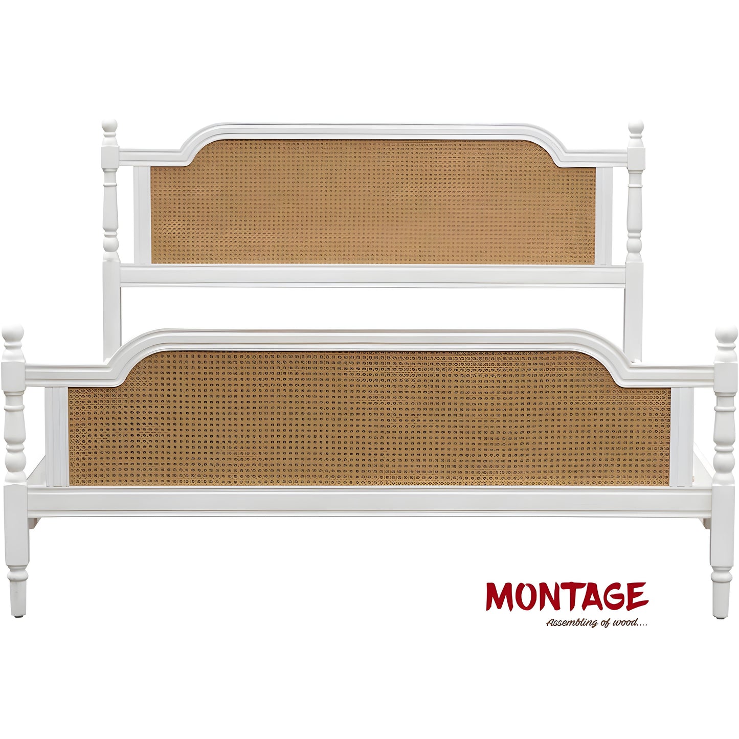 Traditional Style Rattan Queen Size Bed