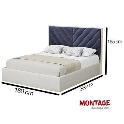 Horizon Harmony Bed with Cross Lines Tufted Headboard