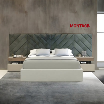 Horizon Harmony Bed with Cross Lines Tufted Headboard