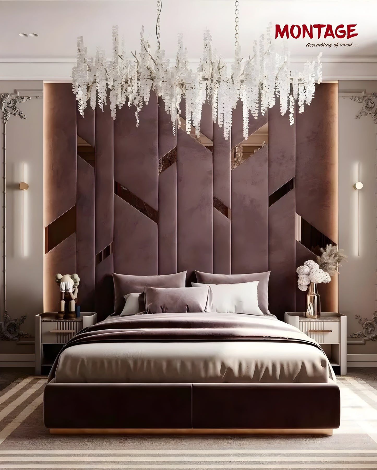 Gilded Dreams Wall Panel upholstered Bed