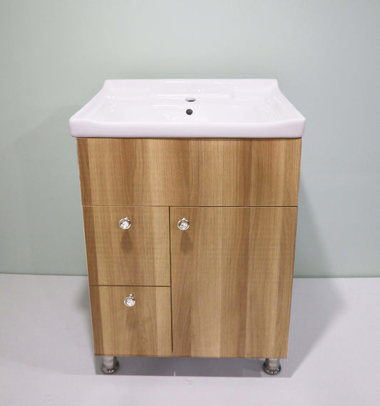 Washbasin Vanity Cabinet with Ceramic sink Water Resistance HDHMR Wood Material