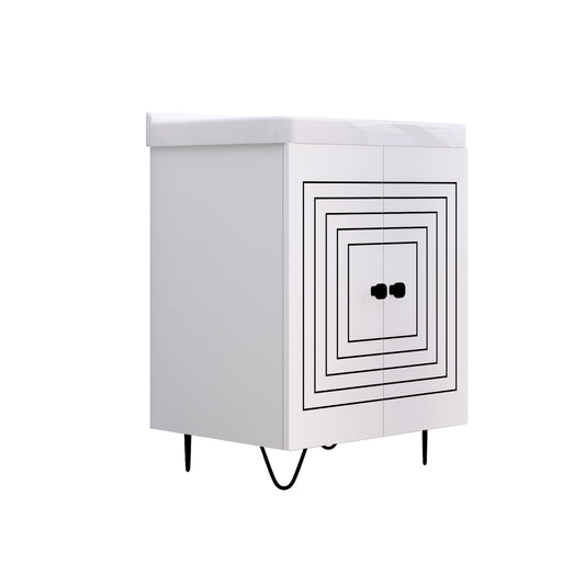 Wash Basin Vanity with Ceramic Washbasin Sink (White)